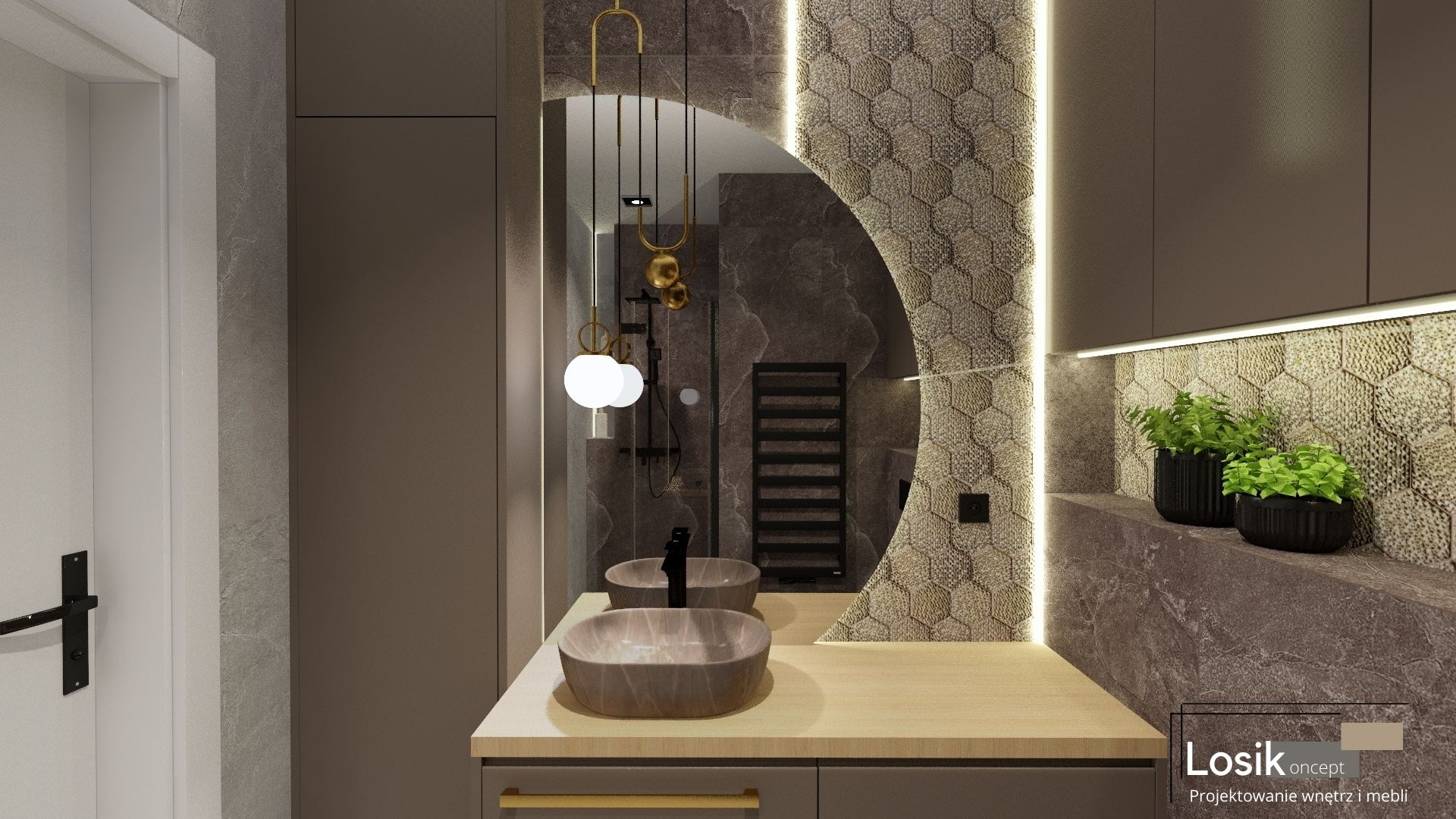 Projekt wnętrza, Łazienka w Mechowie