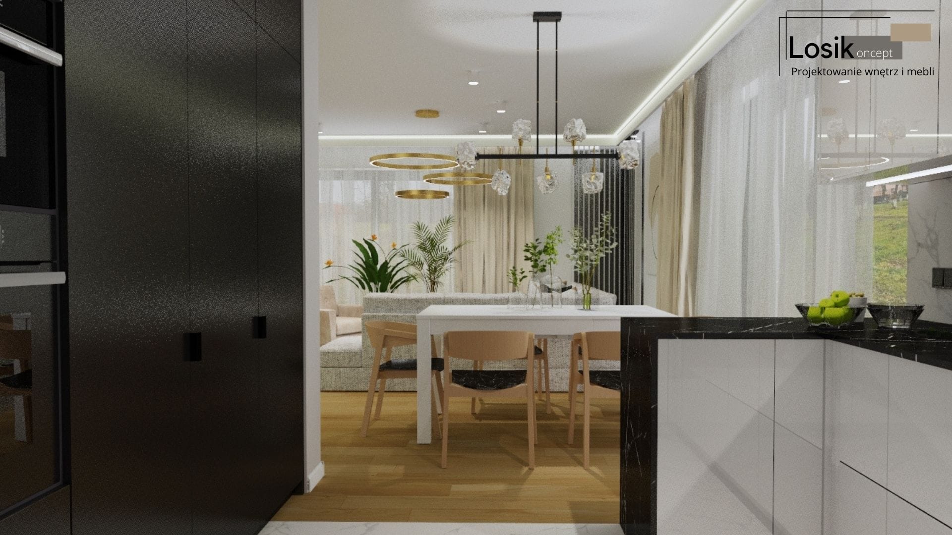 Projekt wnętrza, domek, (Mechowo)