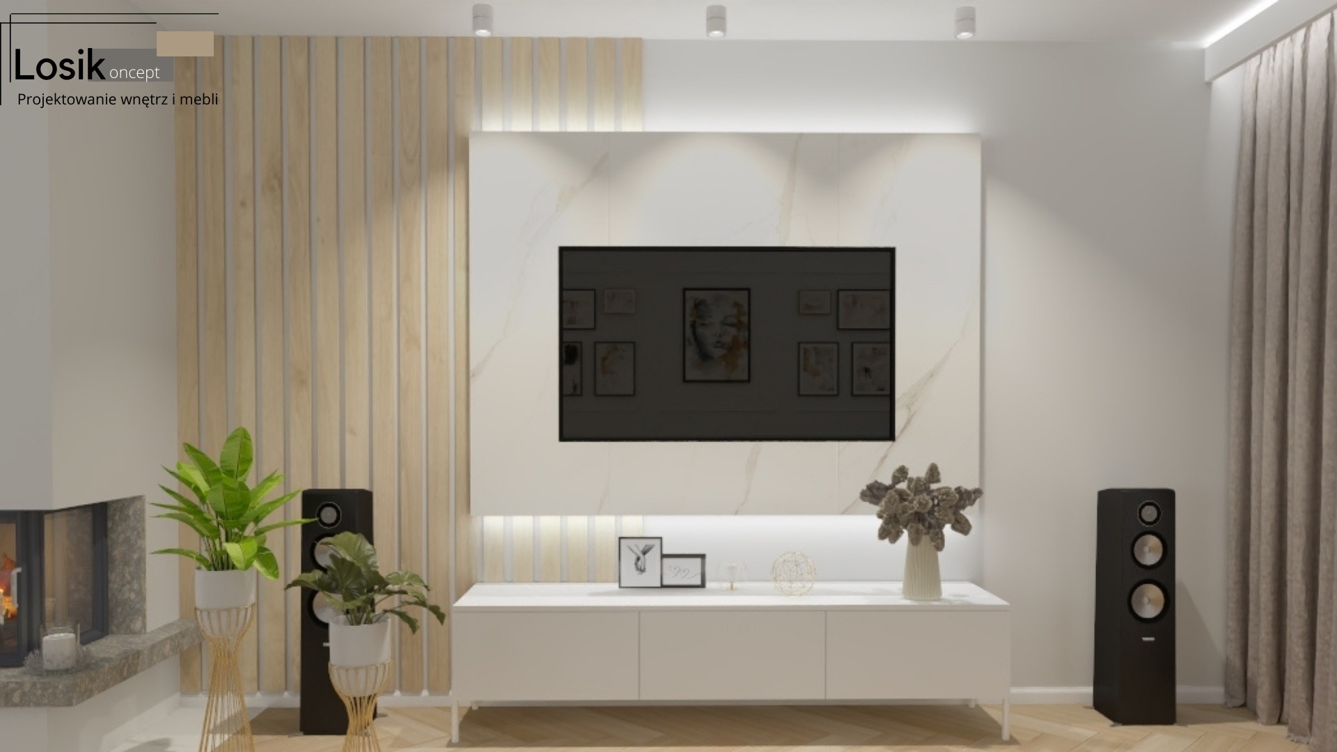 Projekt wnętrza, salon (Niemica)